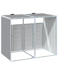 Copribidone con Ruote per 2 Bidoni Grigio 144x81x113 cm Acciaio 2