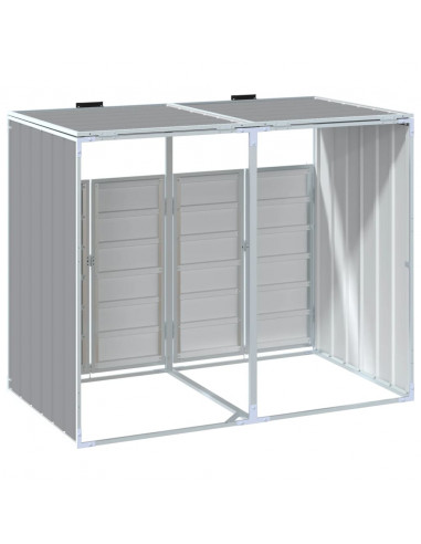 Copribidone con Ruote per 2 Bidoni Grigio 144x81x113 cm Acciaio