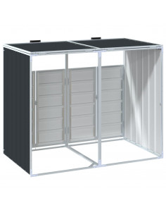 Copribidone Ruote per 2 Bidoni Antracite 144x81x113 cm Acciaio 2