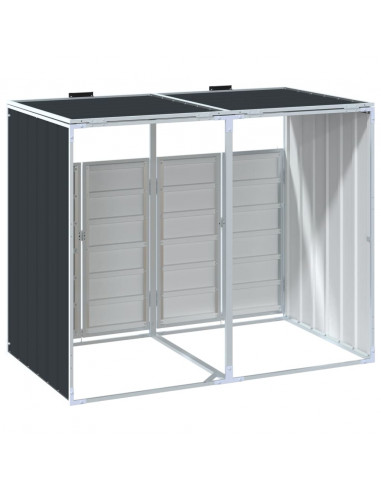 Copribidone Ruote per 2 Bidoni Antracite 144x81x113 cm Acciaio