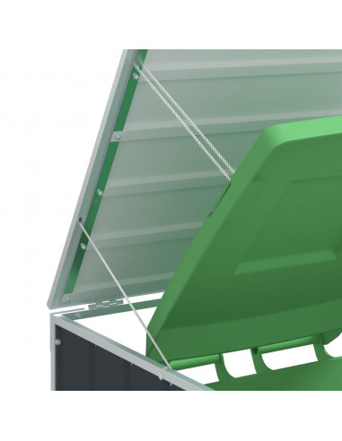 Copribidone Ruote per 2 Bidoni Antracite 144x81x113 cm Acciaio