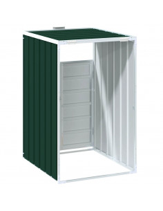 Copribidone con Ruote Bidone Singolo Verde 72x81x115cm Acciaio 2