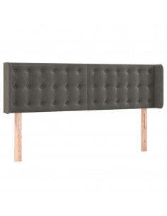 Testiera ad Orecchio Grigio Scuro 147x16x78/88 cm in Velluto 2