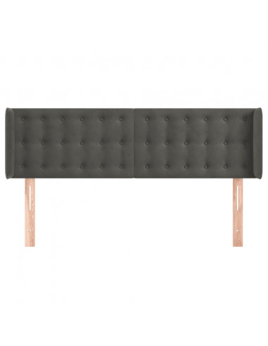 Testiera ad Orecchio Grigio Scuro 147x16x78/88 cm in Velluto