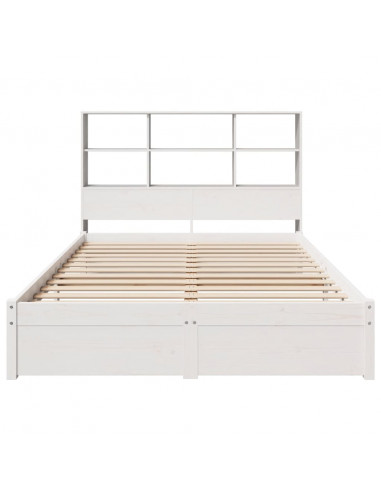 Letto Libreria senza Materasso Bianco 140x200 cm Legno di Pino