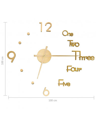 Orologio da Parete 3D Design Moderno Oro 100 cm XXL