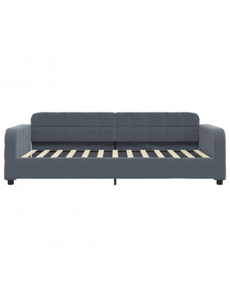 Divano Letto Estraibile Cassetti Grigio Scuro 90x200cm Velluto