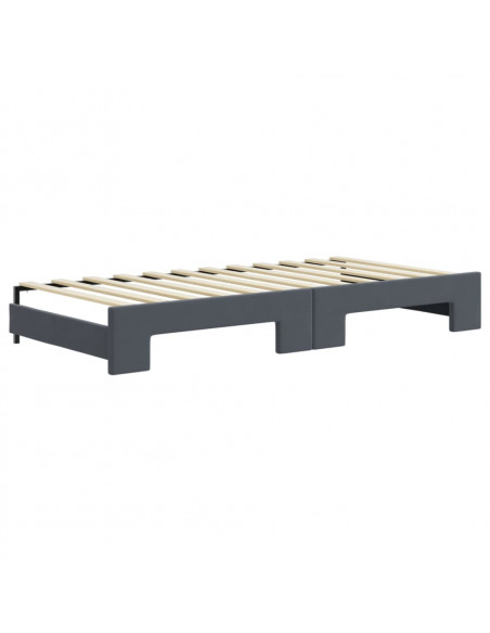 Divano Letto Estraibile Cassetti Grigio Scuro 90x200cm Velluto