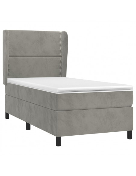 Giroletto a Molle con Materasso Grigio Chiaro 90x190 cm Velluto