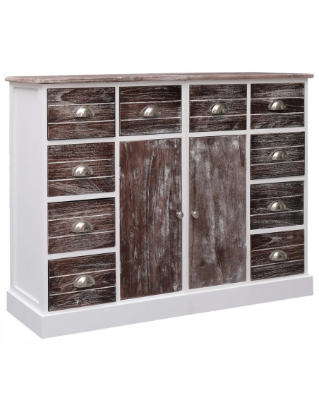 Credenza con 10 Cassetti Marrone 113x30x79 cm in Legno