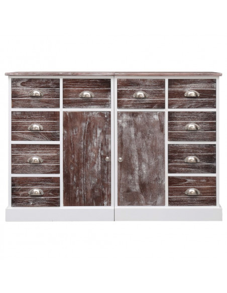 Credenza con 10 Cassetti Marrone 113x30x79 cm in Legno