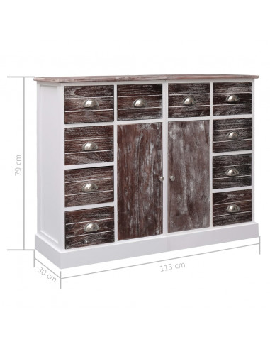 Credenza con 10 Cassetti Marrone 113x30x79 cm in Legno