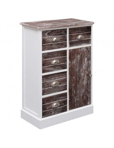 Credenza con 10 Cassetti Marrone 113x30x79 cm in Legno