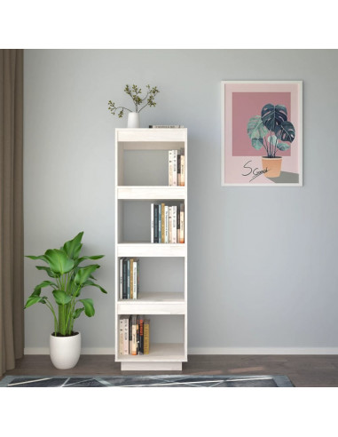 Libreria/Divisorio Bianco 40x35x135cm in Legno Massello di Pino