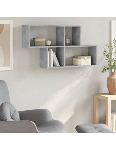 Scaffale a Muro Grigio Cemento 100x20x53 cm Legno Multistrato