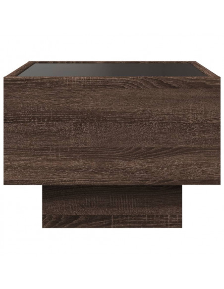 Tavolino con LED Rovere Marrone 40x40x30cm in Legno Multistrato