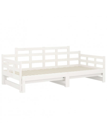 Dormeuse Estraibile Bianca Legno Massello di Pino 2x(80x200) cm