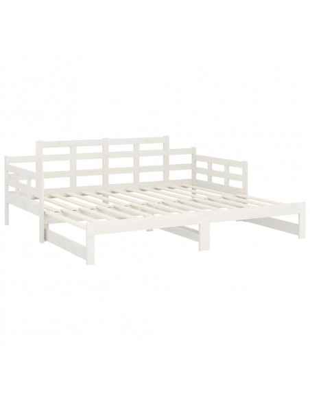 Dormeuse Estraibile Bianca Legno Massello di Pino 2x(80x200) cm