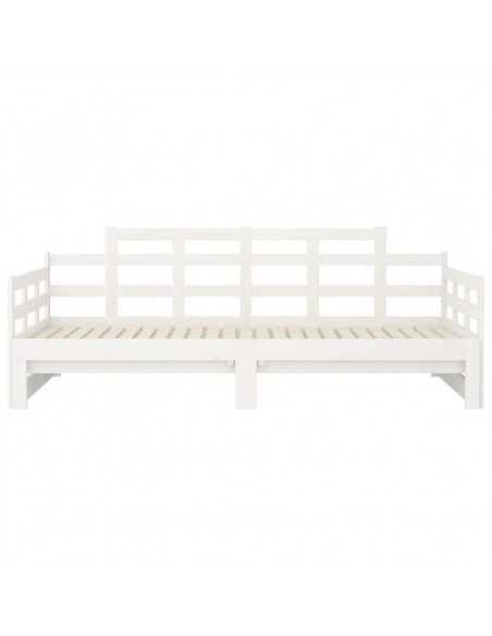 Dormeuse Estraibile Bianca Legno Massello di Pino 2x(80x200) cm