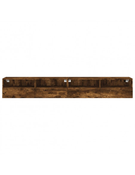 Mobili TV Parete 2pz Rovere Fumo 100x30x30 cm Legno Multistrato