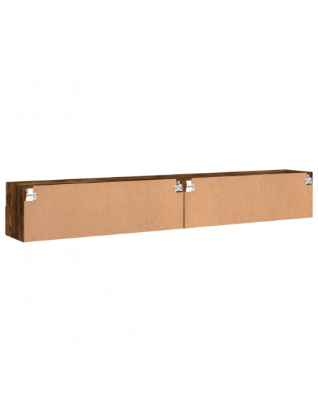 Mobili TV Parete 2pz Rovere Fumo 100x30x30 cm Legno Multistrato