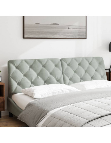 Cuscino Testiera Grigio Chiaro 180 cm in Velluto
