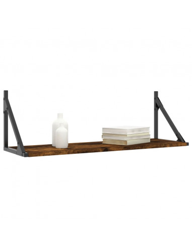 Mensole Parete 2pz Rovere Fumo 80x25x25,5 cm Legno Multistrato