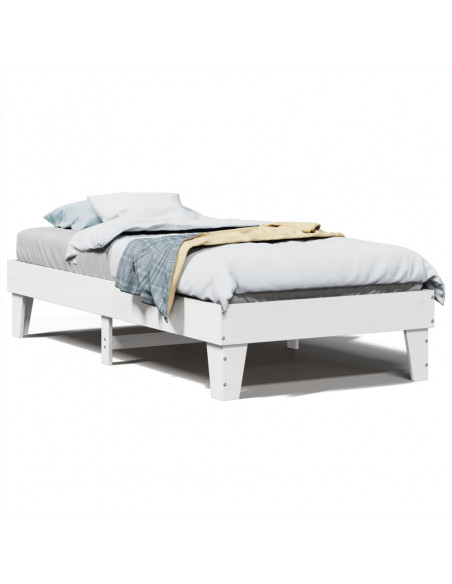 Letto senza Materasso Bianco 90x190 cm in Legno Massello Pino