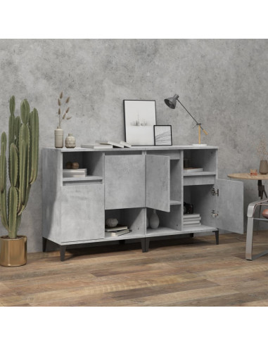Credenze 2pz Grigio Cemento 60x35x70 cm in Legno Multistrato