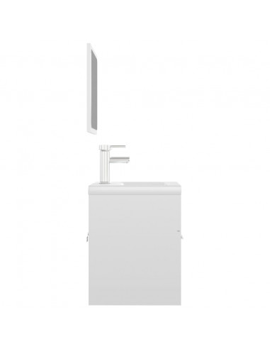 Set Mobili da Bagno Bianco Lucido in Legno Multistrato