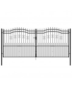 Recinzione Cancello con Punta a Lancia Nera 406x223cm Acciaio 2
