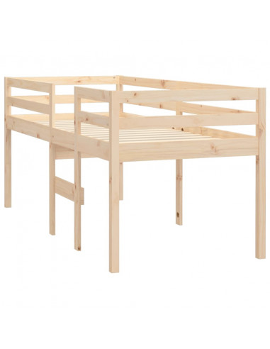 Letto a Soppalco 90x190 cm in Legno Massello di Pino