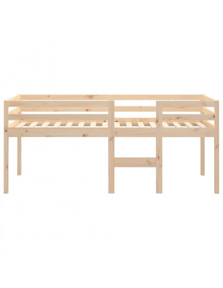 Letto a Soppalco 90x190 cm in Legno Massello di Pino