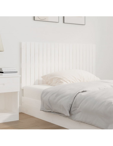 Testiera da Parete Bianca 127,5x3x60 cm Legno Massello di Pino