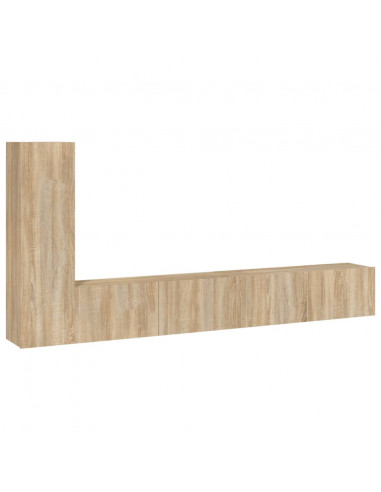 Set di Mobili Porta TV 3 pz Rovere Sonoma in Legno Multistrato