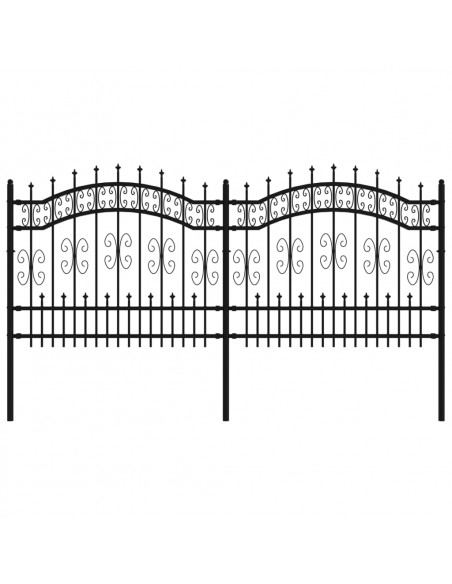 Recinzione da Giardino con Punta a Lancia Nera 140cm Acciaio