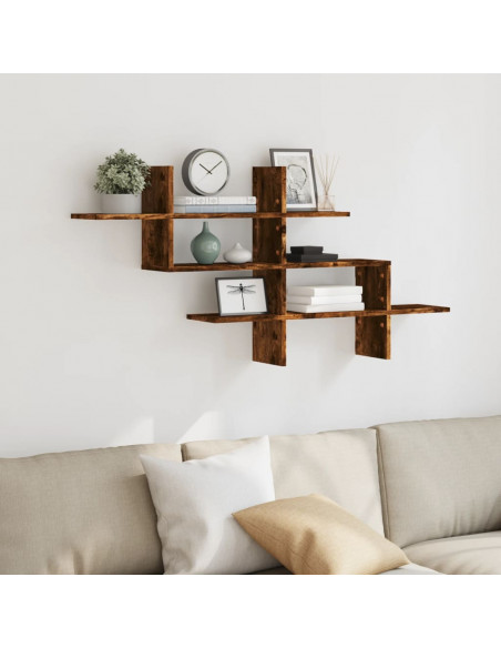 Mensola a Muro Rovere Fumo 124,5x18x60,5 cm in Truciolato