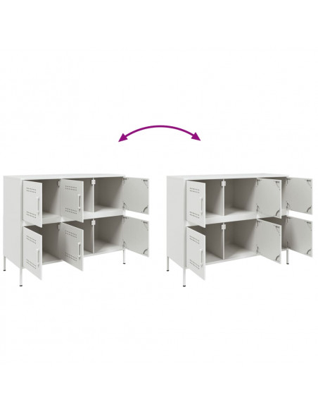 Credenza Bianca 100,5x39x79 cm in Acciaio Laminato a Freddo