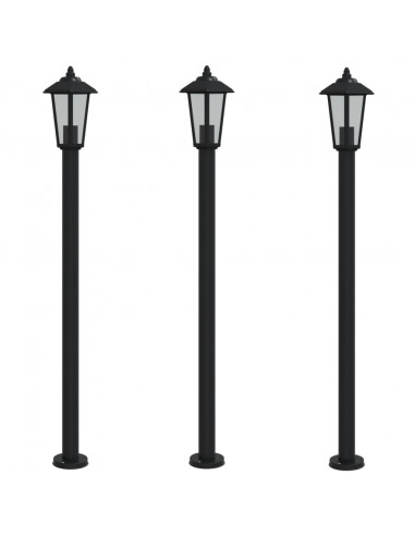 Lampade da Terra per Esterni 3 pz Nere 120 cm in Acciaio Inox