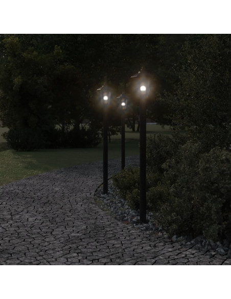 Lampade da Terra per Esterni 3 pz Nere 120 cm in Acciaio Inox