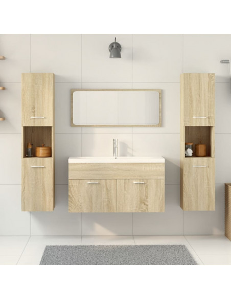 Set Mobili da Bagno 4 pz Rovere Sonoma in Legno Multistrato