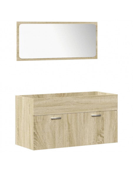 Set Mobili da Bagno 4 pz Rovere Sonoma in Legno Multistrato