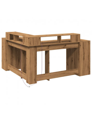 Scrivania a Luci LED Rovere Artigianale 152x152x91cm Truciolato