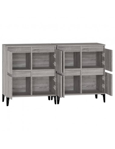 Credenze 2pz Grigio Sonoma 60x35x70 cm in Legno Multistrato