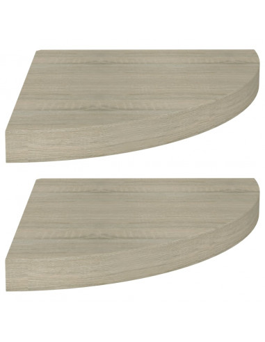 Scaffali Angolari a Parete 2 pz Rovere 35x35x3,8 cm in MDF