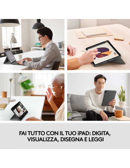 Logitech Combo Touch Custodia con Tastiera per iPad Air (4. gen - 2020) - Tastiera Retroilluminata Rimovibile, Trackpad Click-An
