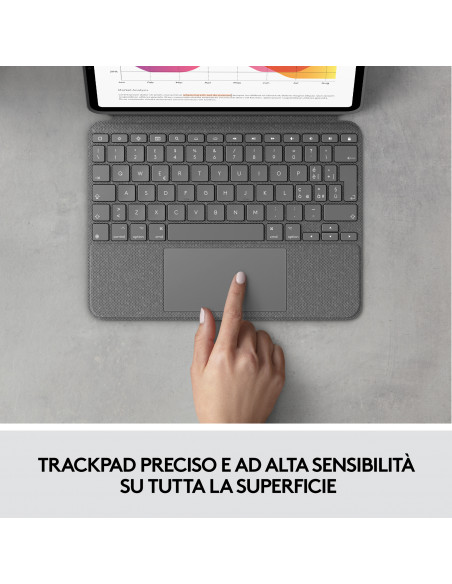 Logitech Combo Touch Custodia con Tastiera per iPad Air (4. gen - 2020) - Tastiera Retroilluminata Rimovibile, Trackpad Click-An