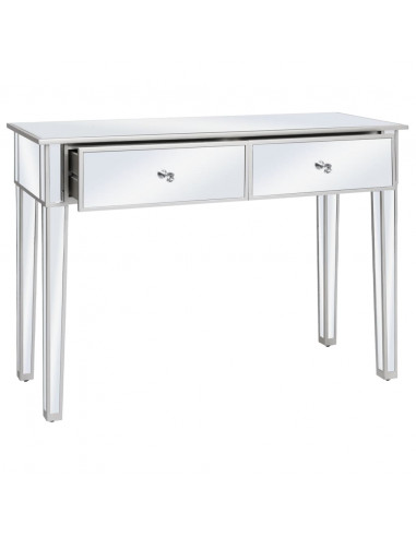 Tavolo Consolle in MDF e Vetro Specchiato 106,5x38x76,5 cm