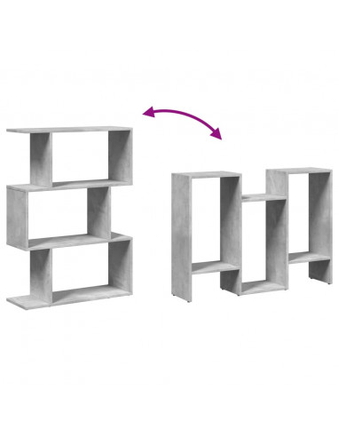 Libreria Divisorio 3Piani Grigio Cemento 70x24x97 cm Truciolato