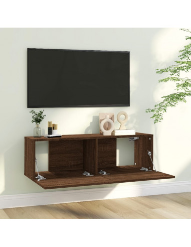 Mobile TV Muro Rovere Marrone 100x30x30cm Legno Ingegnerizzato